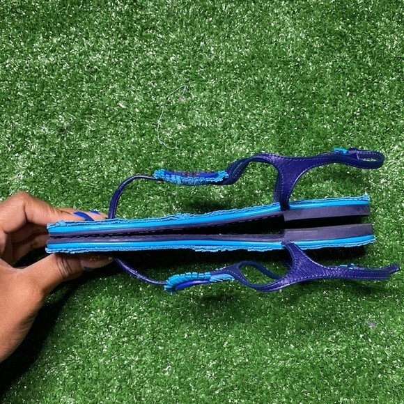 Tory Burch Miller Fringe Navy Sea Blue Thongs Sandals sz 6 - Picture 3 of 9